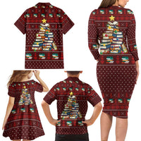 Book Pine Merry Christmas Family Matching Long Sleeve Bodycon Dress and Hawaiian Shirt Xmas Holiday Patterns - Wonder Print Shop
