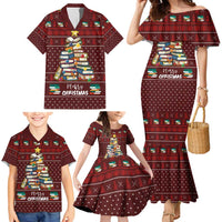 Book Pine Merry Christmas Family Matching Mermaid Dress and Hawaiian Shirt Xmas Holiday Patterns - Wonder Print Shop