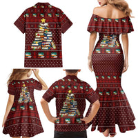 Book Pine Merry Christmas Family Matching Mermaid Dress and Hawaiian Shirt Xmas Holiday Patterns - Wonder Print Shop