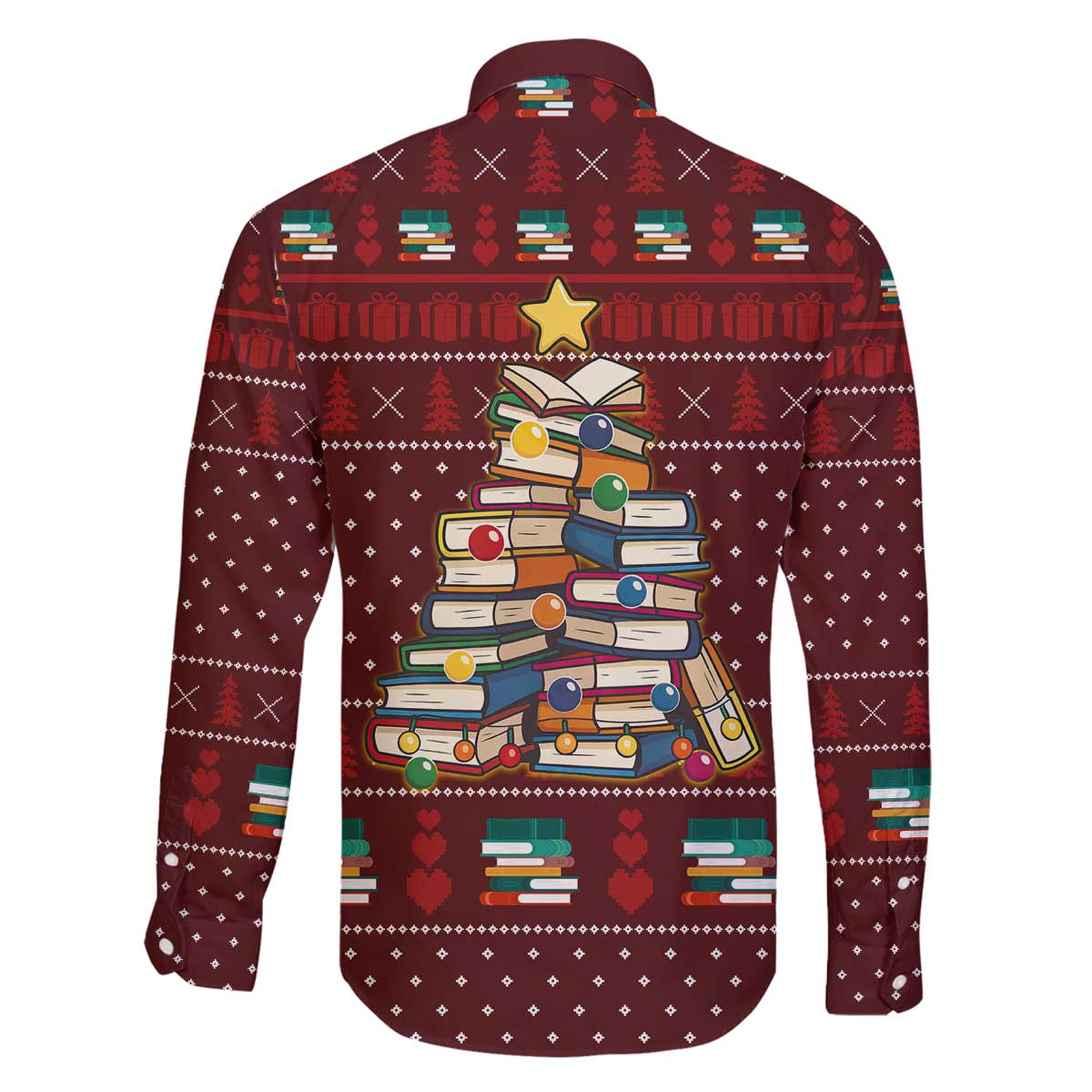 Book Pine Merry Christmas Family Matching Off The Shoulder Long Sleeve Dress and Hawaiian Shirt Xmas Holiday Patterns - Wonder Print Shop