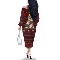 Book Pine Merry Christmas Family Matching Off The Shoulder Long Sleeve Dress and Hawaiian Shirt Xmas Holiday Patterns - Wonder Print Shop