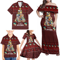 Book Pine Merry Christmas Family Matching Off Shoulder Maxi Dress and Hawaiian Shirt Xmas Holiday Patterns - Wonder Print Shop