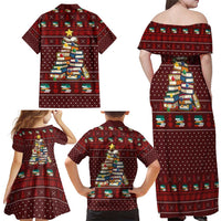 Book Pine Merry Christmas Family Matching Off Shoulder Maxi Dress and Hawaiian Shirt Xmas Holiday Patterns - Wonder Print Shop