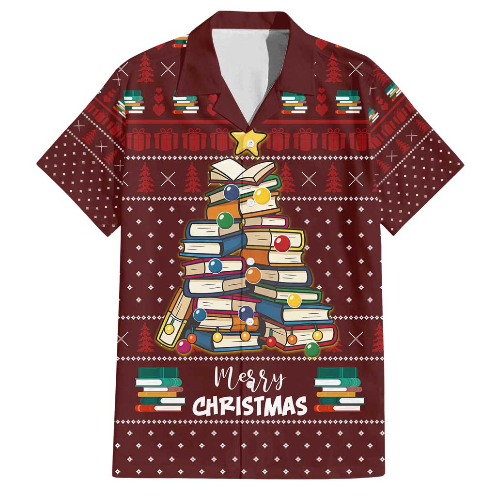 Book Pine Merry Christmas Family Matching Off Shoulder Maxi Dress and Hawaiian Shirt Xmas Holiday Patterns - Wonder Print Shop