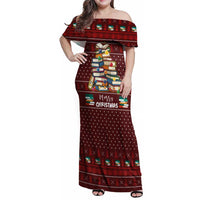 Book Pine Merry Christmas Family Matching Off Shoulder Maxi Dress and Hawaiian Shirt Xmas Holiday Patterns - Wonder Print Shop