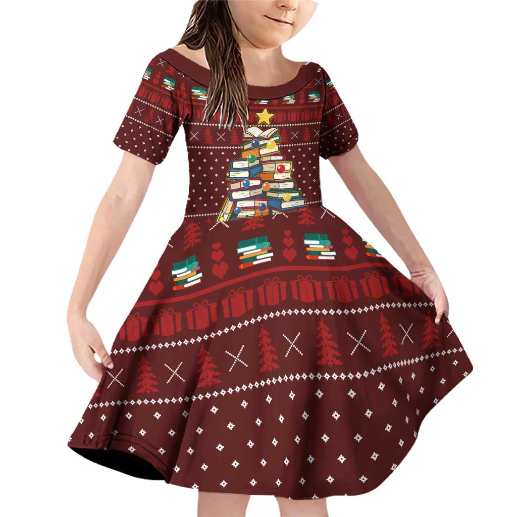 Book Pine Merry Christmas Family Matching Off Shoulder Short Dress and Hawaiian Shirt Xmas Holiday Patterns - Wonder Print Shop