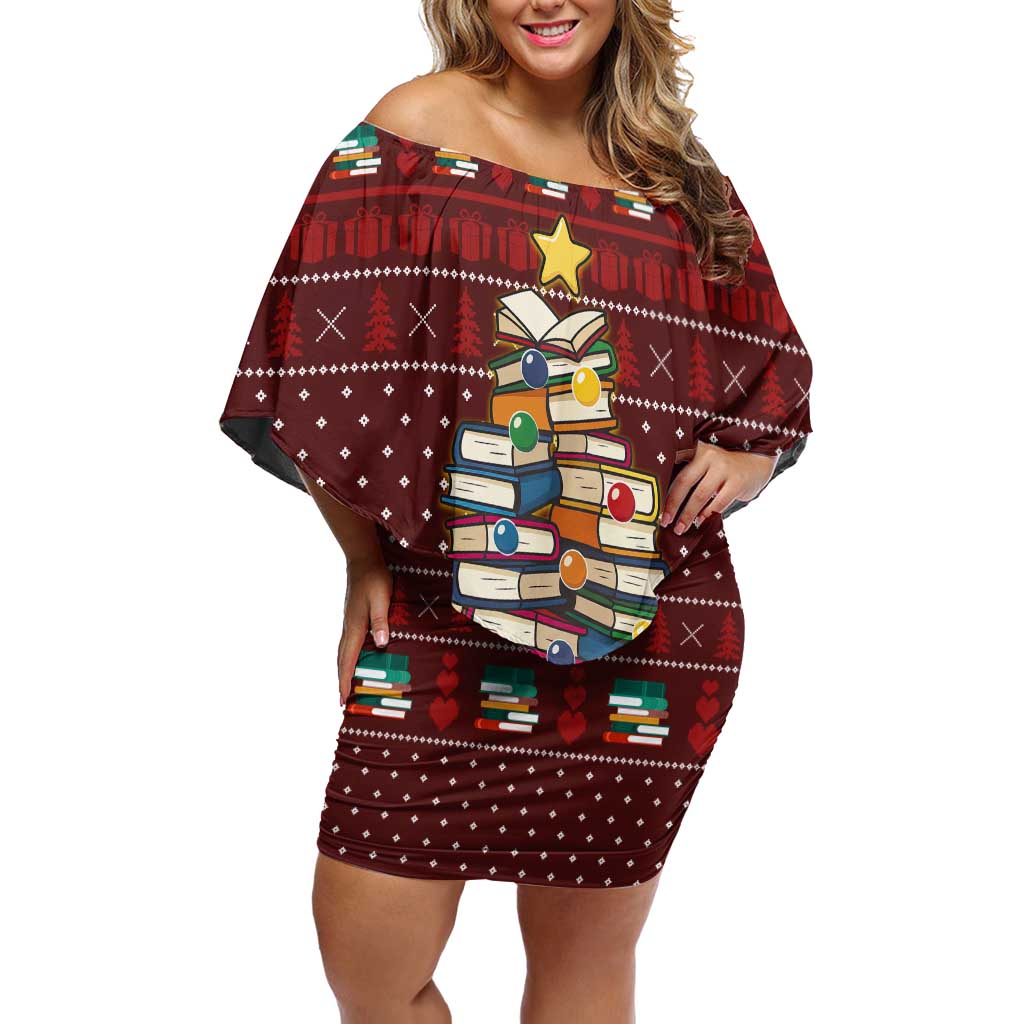 Book Pine Merry Christmas Family Matching Off Shoulder Short Dress and Hawaiian Shirt Xmas Holiday Patterns - Wonder Print Shop