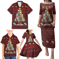 Book Pine Merry Christmas Family Matching Puletasi and Hawaiian Shirt Xmas Holiday Patterns - Wonder Print Shop
