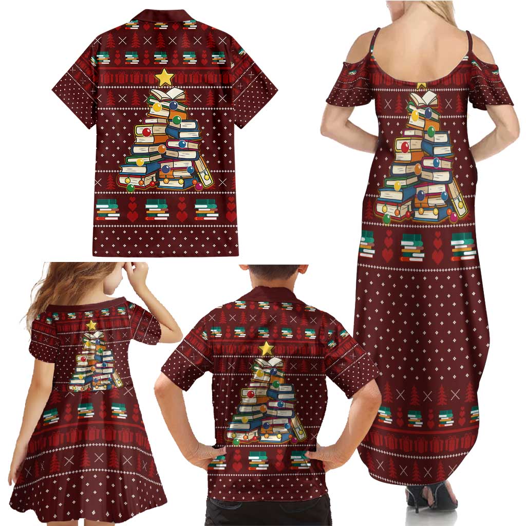 Book Pine Merry Christmas Family Matching Summer Maxi Dress and Hawaiian Shirt Xmas Holiday Patterns - Wonder Print Shop