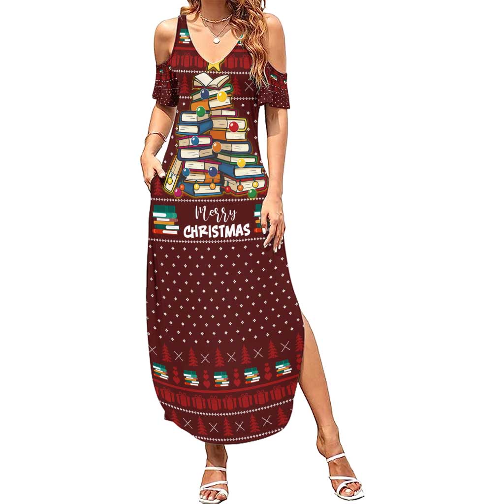 Book Pine Merry Christmas Family Matching Summer Maxi Dress and Hawaiian Shirt Xmas Holiday Patterns - Wonder Print Shop
