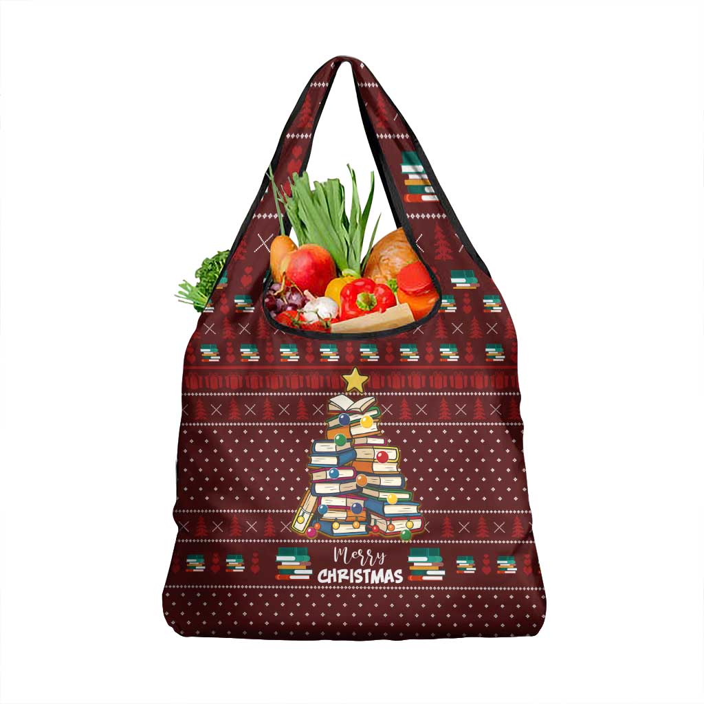Book Pine Merry Christmas Grocery Bag Xmas Holiday Patterns - Wonder Print Shop