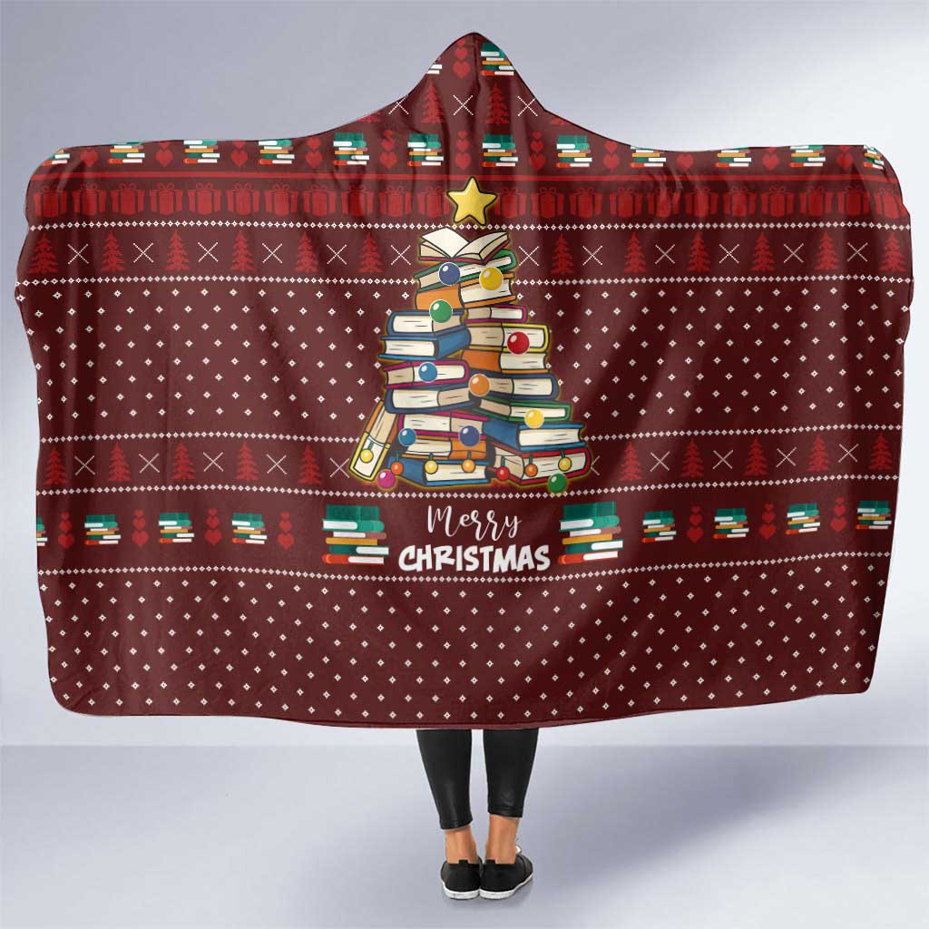 Book Pine Merry Christmas Hooded Blanket Xmas Holiday Patterns - Wonder Print Shop