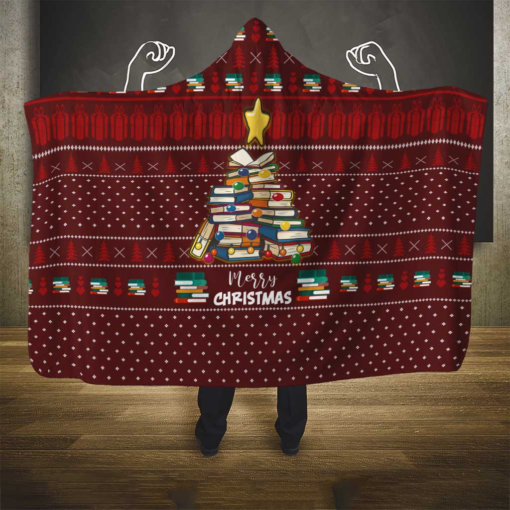 Book Pine Merry Christmas Hooded Blanket Xmas Holiday Patterns - Wonder Print Shop