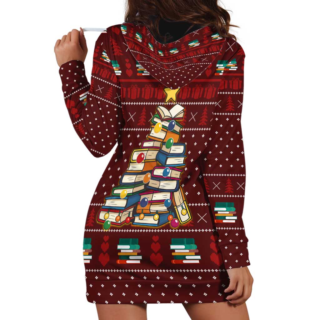 Book Pine Merry Christmas Hoodie Dress Xmas Holiday Patterns - Wonder Print Shop