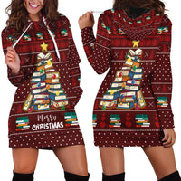 Book Pine Merry Christmas Hoodie Dress Xmas Holiday Patterns - Wonder Print Shop