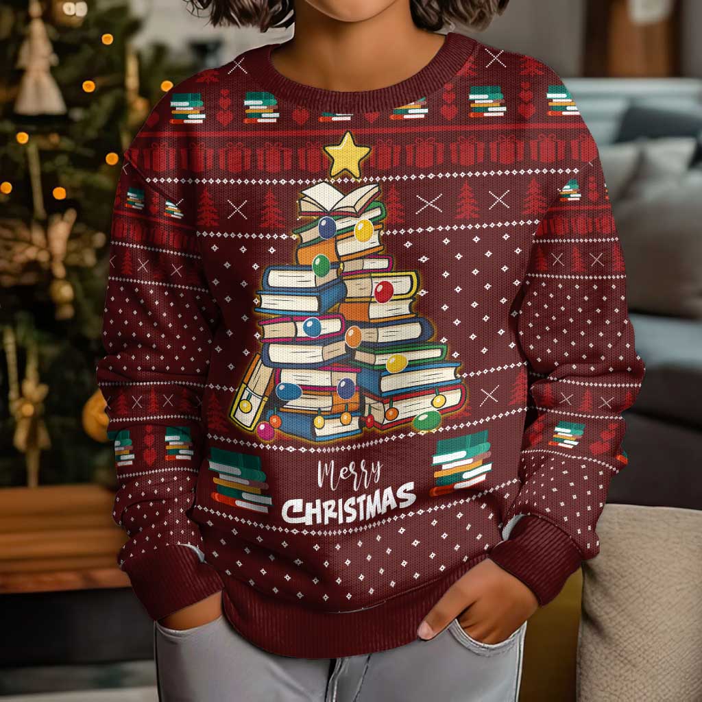 Book Pine Merry Christmas Kid Ugly Christmas Sweater Xmas Holiday Patterns - Wonder Print Shop
