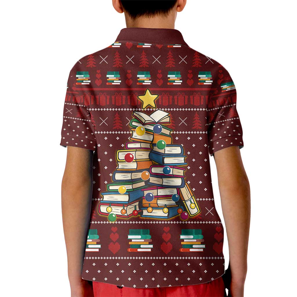 Book Pine Merry Christmas Kid Polo Shirt Xmas Holiday Patterns - Wonder Print Shop