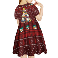 Book Pine Merry Christmas Kid Short Sleeve Dress Xmas Holiday Patterns - Wonder Print Shop
