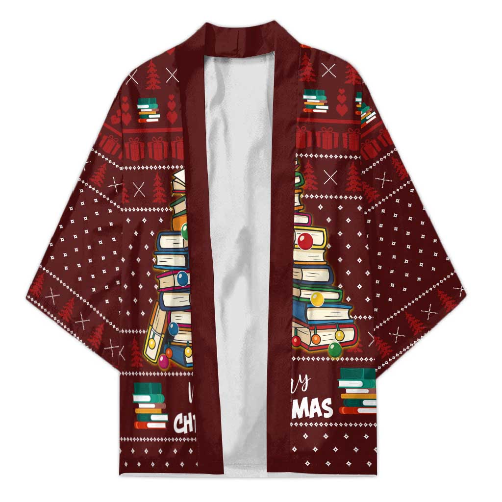 Book Pine Merry Christmas Kimono Xmas Holiday Patterns - Wonder Print Shop