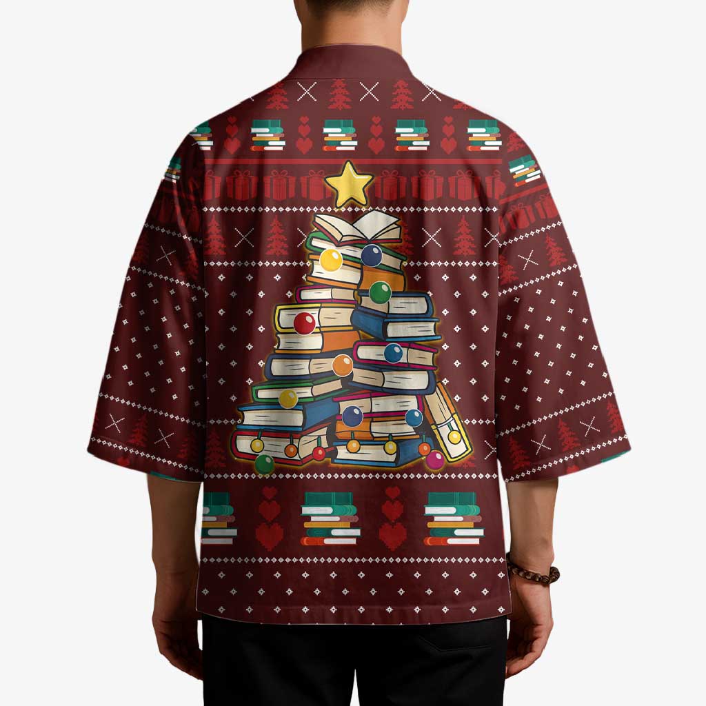Book Pine Merry Christmas Kimono Xmas Holiday Patterns - Wonder Print Shop