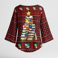 Book Pine Merry Christmas Kimono Sleeve Blouse Xmas Holiday Patterns - Wonder Print Shop
