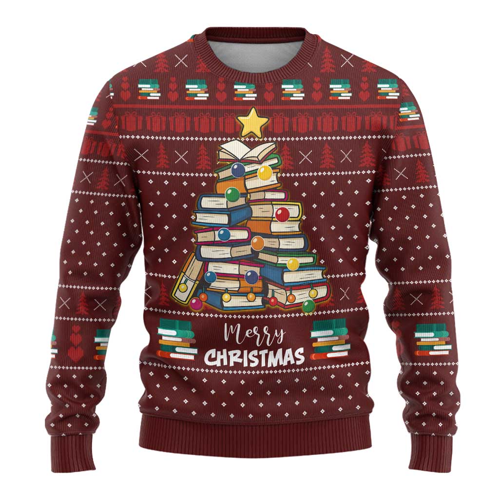 Book Pine Merry Christmas Ugly Christmas Sweater Xmas Holiday Patterns - Wonder Print Shop