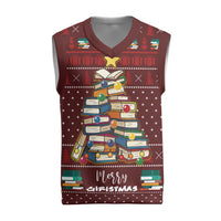 Book Pine Merry Christmas Knitted V-Neck Vest Xmas Holiday Patterns - Wonder Print Shop