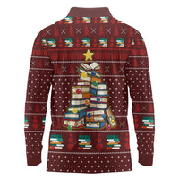 Book Pine Merry Christmas Long Sleeve Polo Shirt Xmas Holiday Patterns - Wonder Print Shop