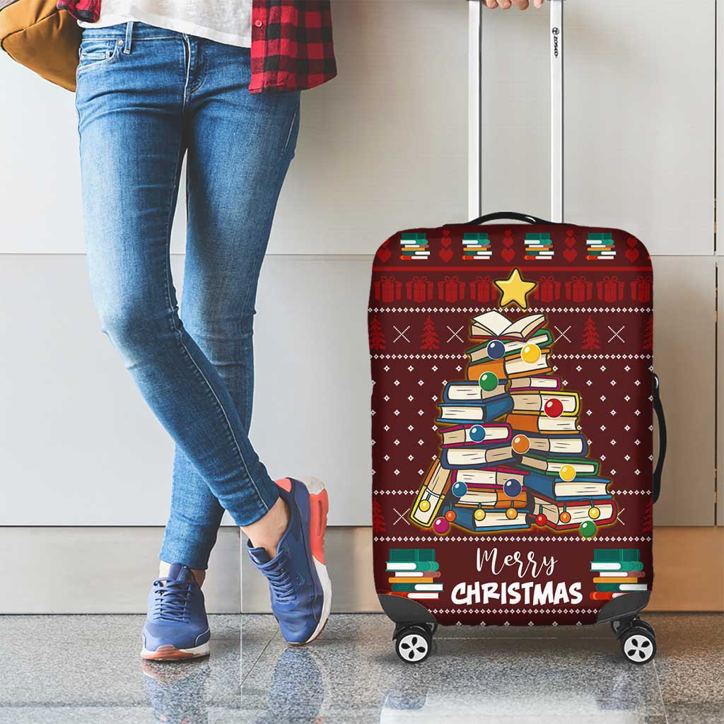 Book Pine Merry Christmas Luggage Cover Xmas Holiday Patterns - Wonder Print Shop