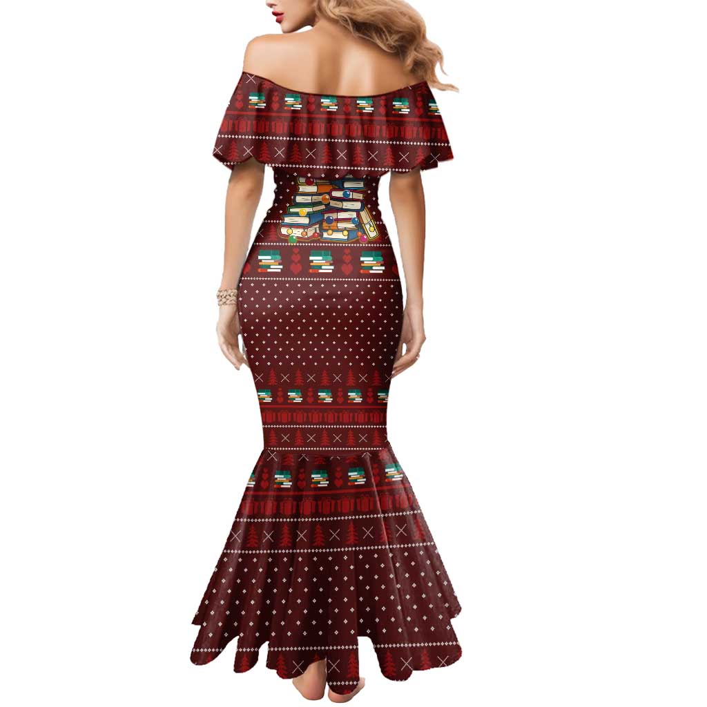 Book Pine Merry Christmas Mermaid Dress Xmas Holiday Patterns - Wonder Print Shop