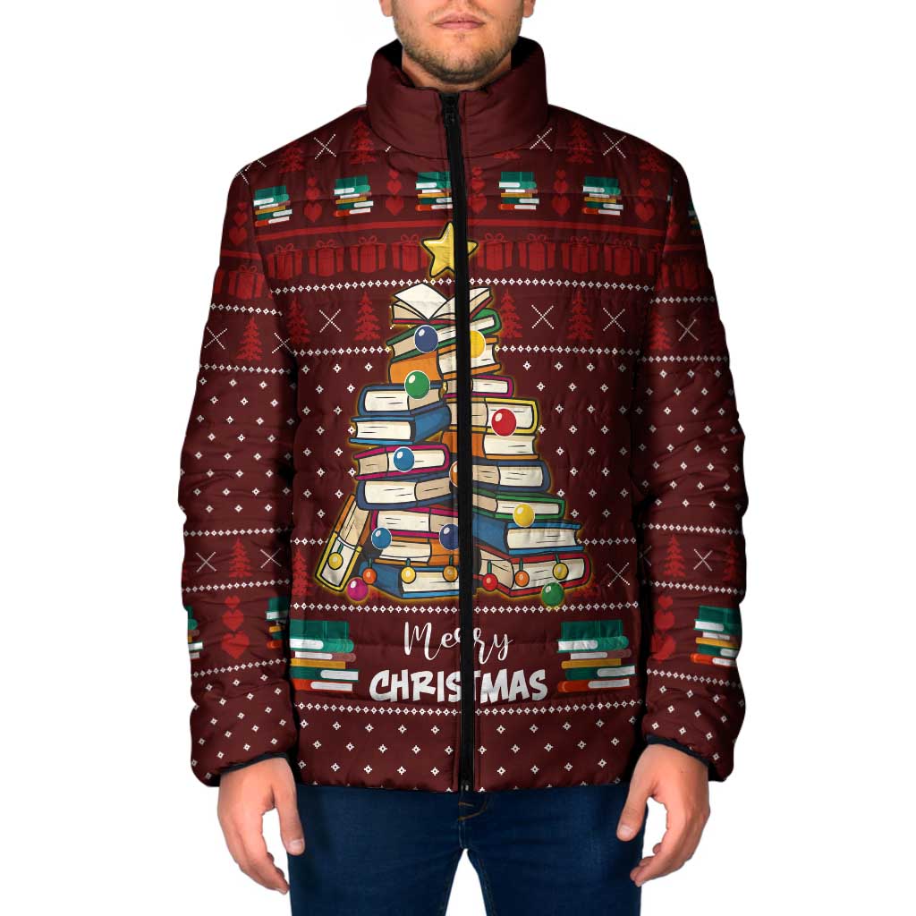 Book Pine Merry Christmas Padded Jacket Xmas Holiday Patterns - Wonder Print Shop