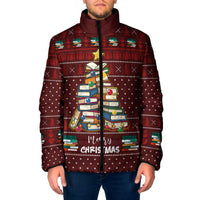 Book Pine Merry Christmas Padded Jacket Xmas Holiday Patterns - Wonder Print Shop