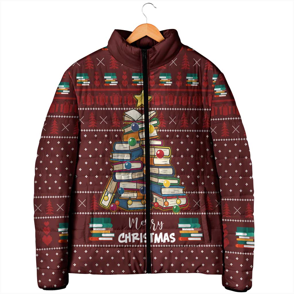 Book Pine Merry Christmas Padded Jacket Xmas Holiday Patterns - Wonder Print Shop