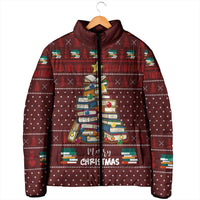 Book Pine Merry Christmas Padded Jacket Xmas Holiday Patterns - Wonder Print Shop
