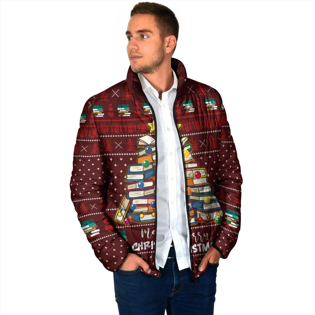 Book Pine Merry Christmas Padded Jacket Xmas Holiday Patterns - Wonder Print Shop