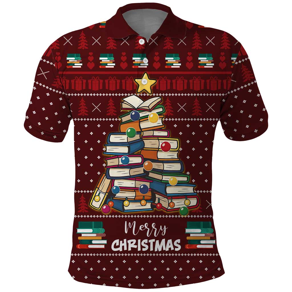 Book Pine Merry Christmas Polo Shirt Xmas Holiday Patterns - Wonder Print Shop