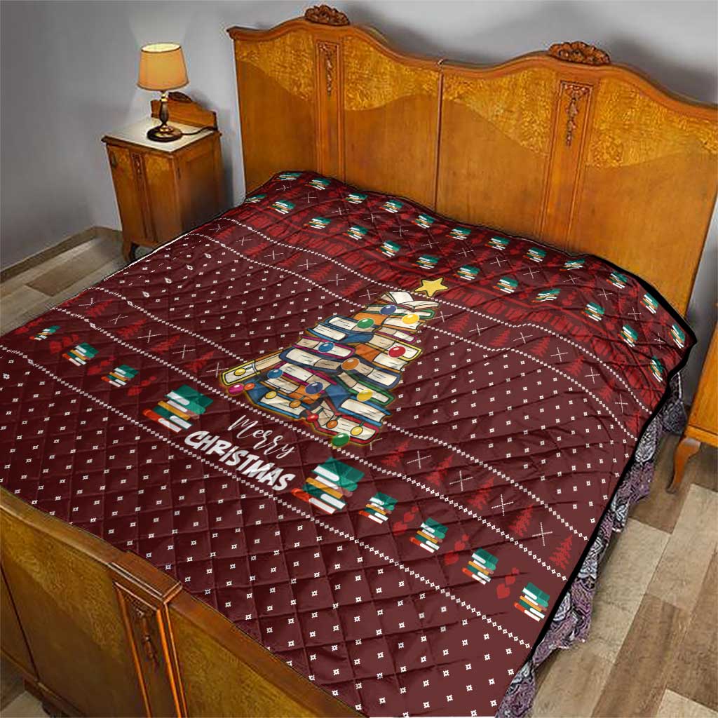 Book Pine Merry Christmas Quilt Xmas Holiday Patterns - Wonder Print Shop