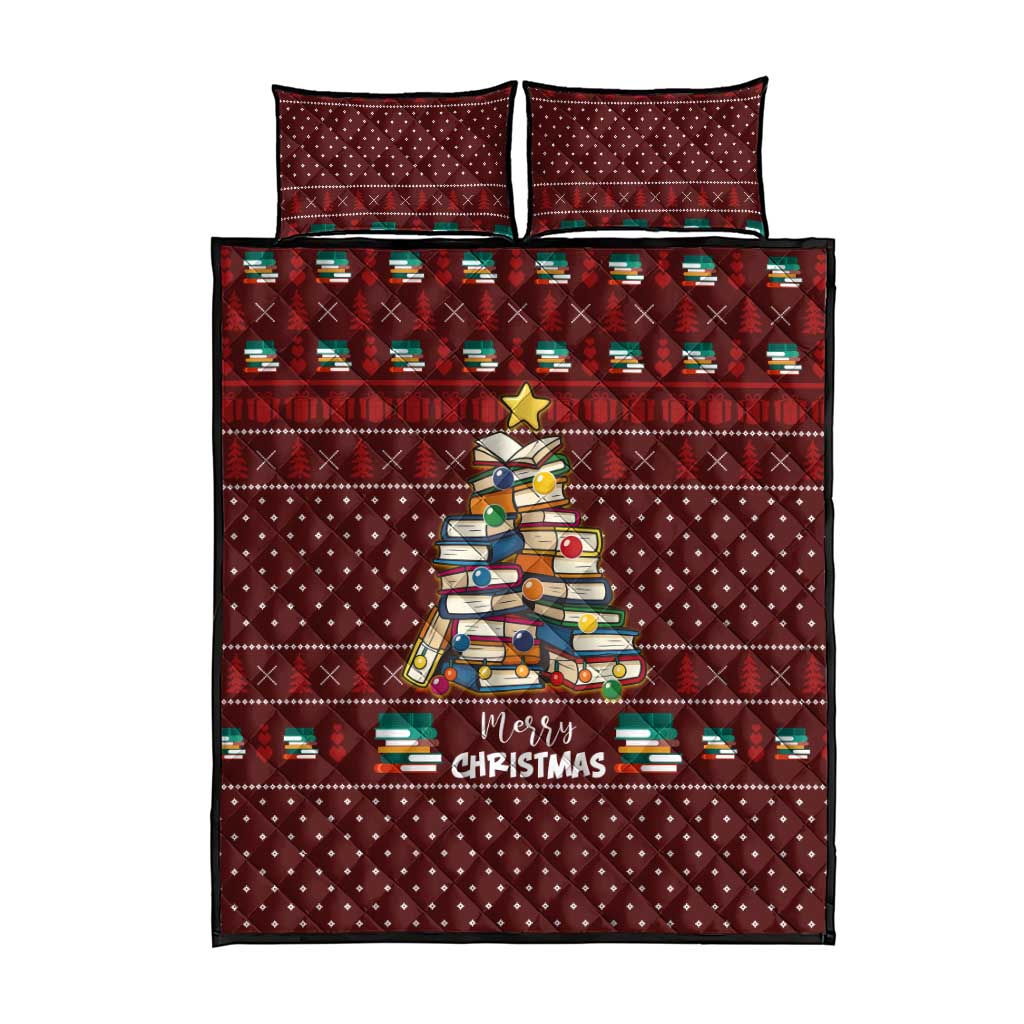 Book Pine Merry Christmas Quilt Bed Set Xmas Holiday Patterns - Wonder Print Shop