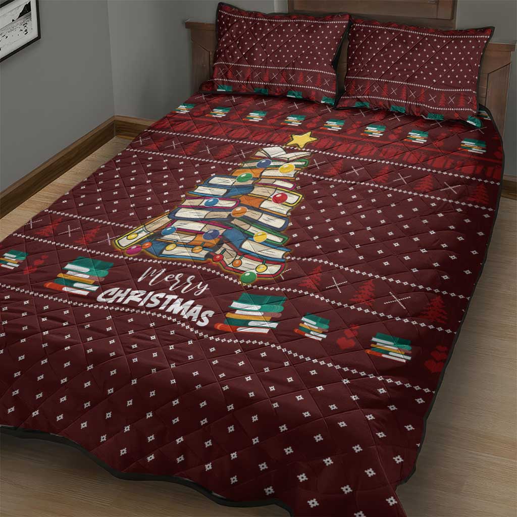 Book Pine Merry Christmas Quilt Bed Set Xmas Holiday Patterns - Wonder Print Shop