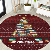 Book Pine Merry Christmas Round Carpet Xmas Holiday Patterns - Wonder Print Shop