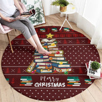 Book Pine Merry Christmas Round Carpet Xmas Holiday Patterns - Wonder Print Shop