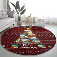 Book Pine Merry Christmas Round Carpet Xmas Holiday Patterns - Wonder Print Shop