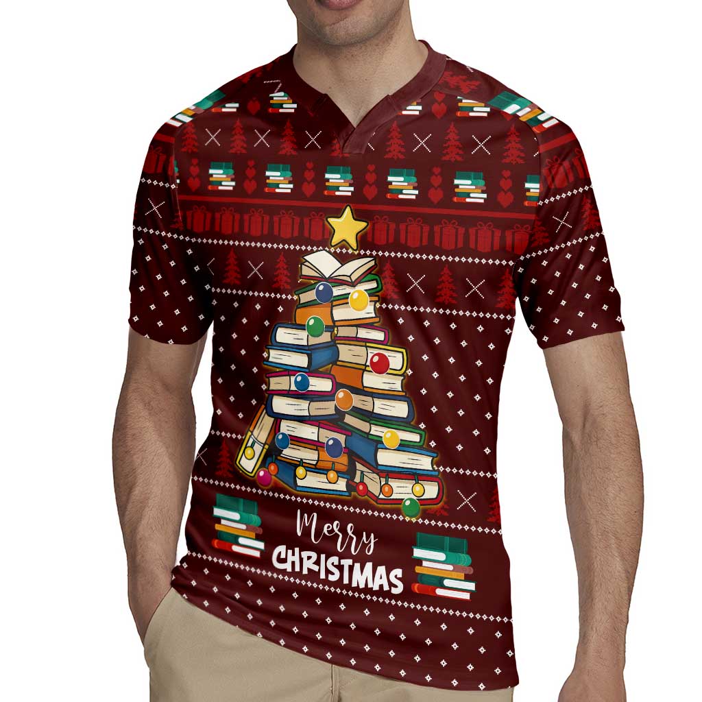 Book Pine Merry Christmas Rugby Jersey Xmas Holiday Patterns - Wonder Print Shop
