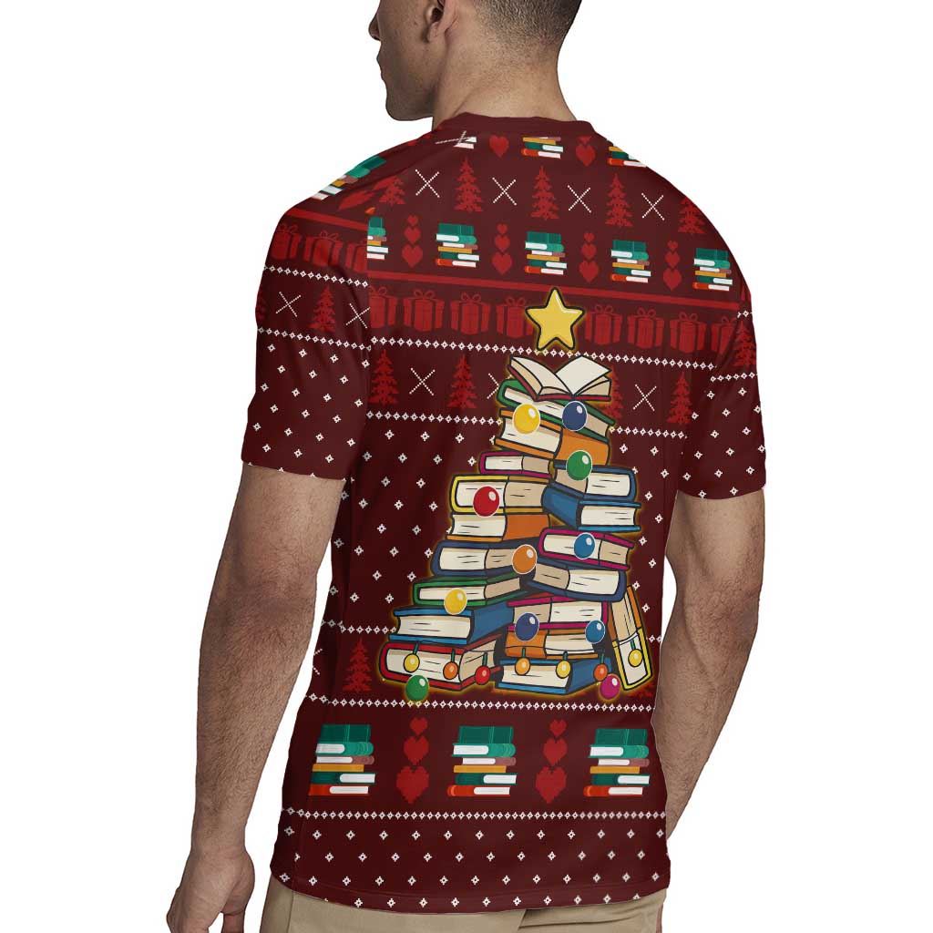 Book Pine Merry Christmas Rugby Jersey Xmas Holiday Patterns - Wonder Print Shop