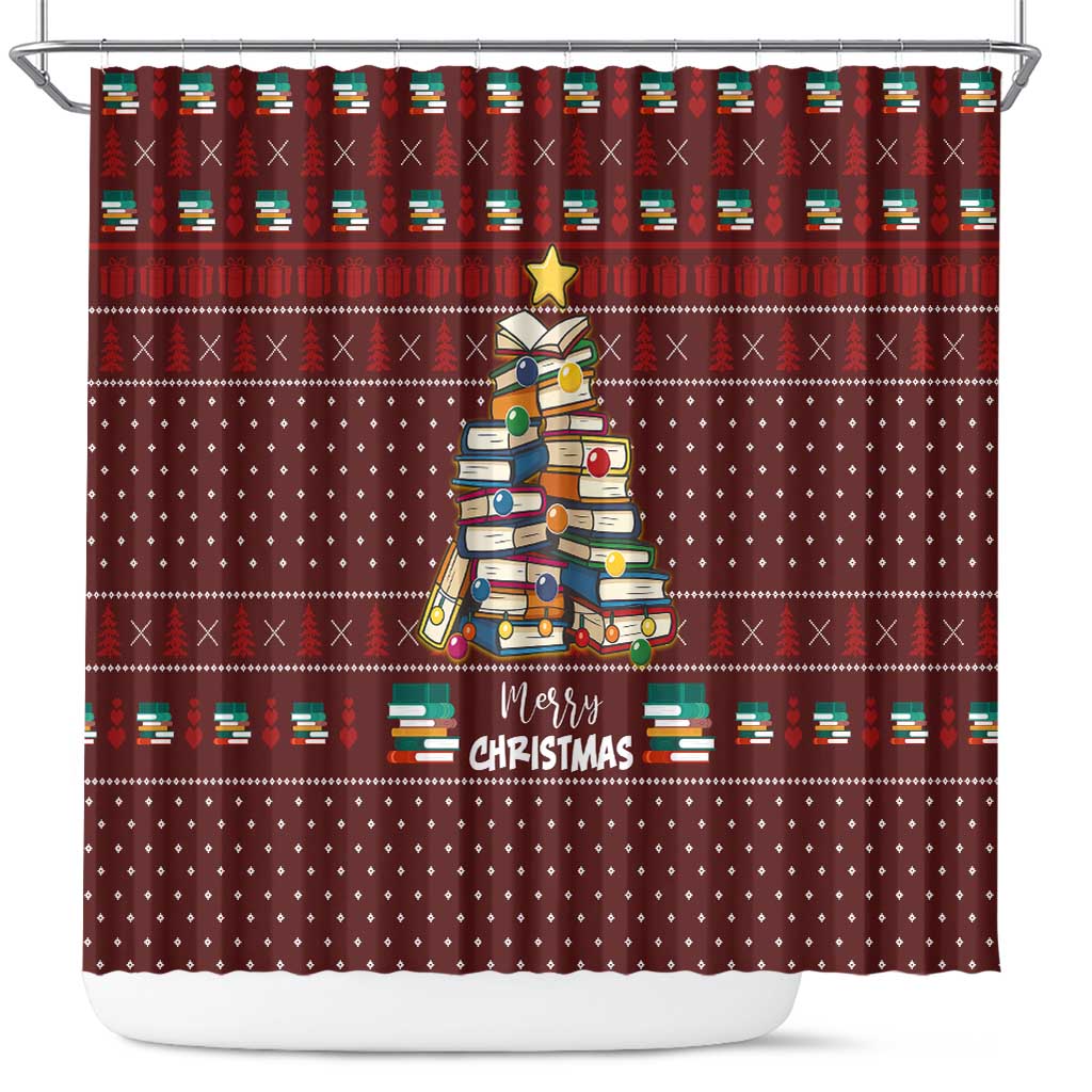 Book Pine Merry Christmas Shower Curtain Xmas Holiday Patterns - Wonder Print Shop