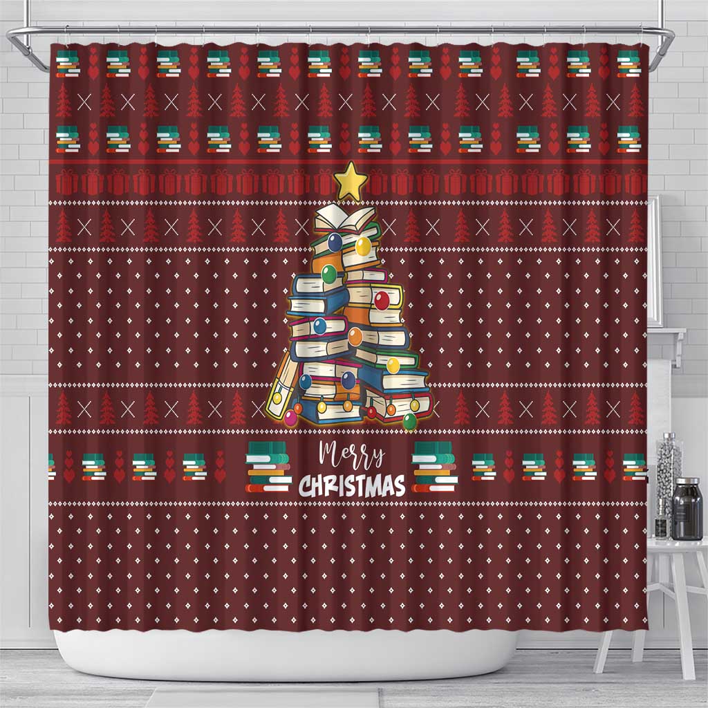 Book Pine Merry Christmas Shower Curtain Xmas Holiday Patterns - Wonder Print Shop