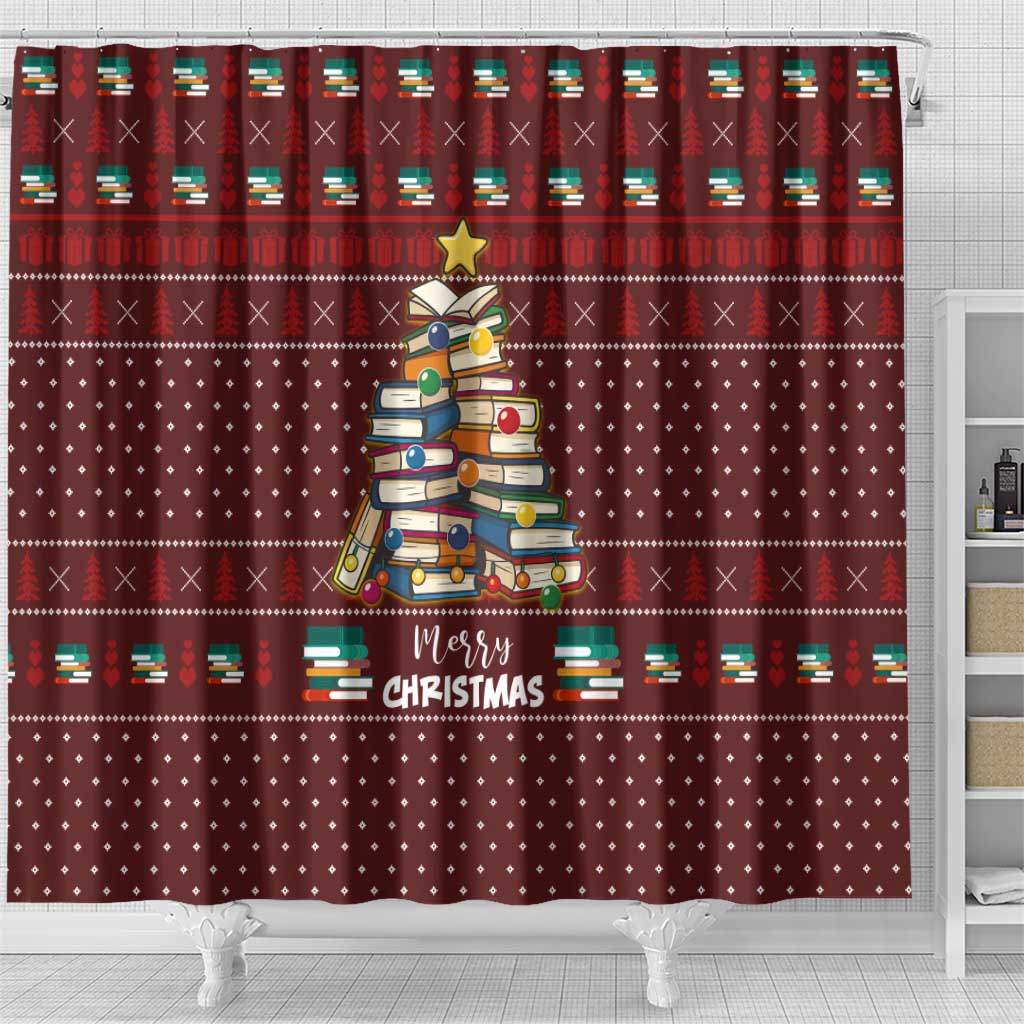 Book Pine Merry Christmas Shower Curtain Xmas Holiday Patterns - Wonder Print Shop