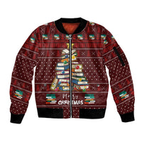 Book Pine Merry Christmas Sleeve Zip Bomber Jacket Xmas Holiday Patterns - Wonder Print Shop