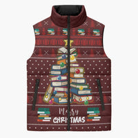 Book Pine Merry Christmas Sleeveless Puffer Jacket Xmas Holiday Patterns - Wonder Print Shop