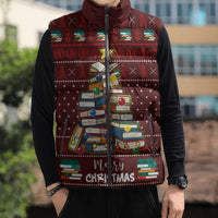 Book Pine Merry Christmas Sleeveless Puffer Jacket Xmas Holiday Patterns - Wonder Print Shop
